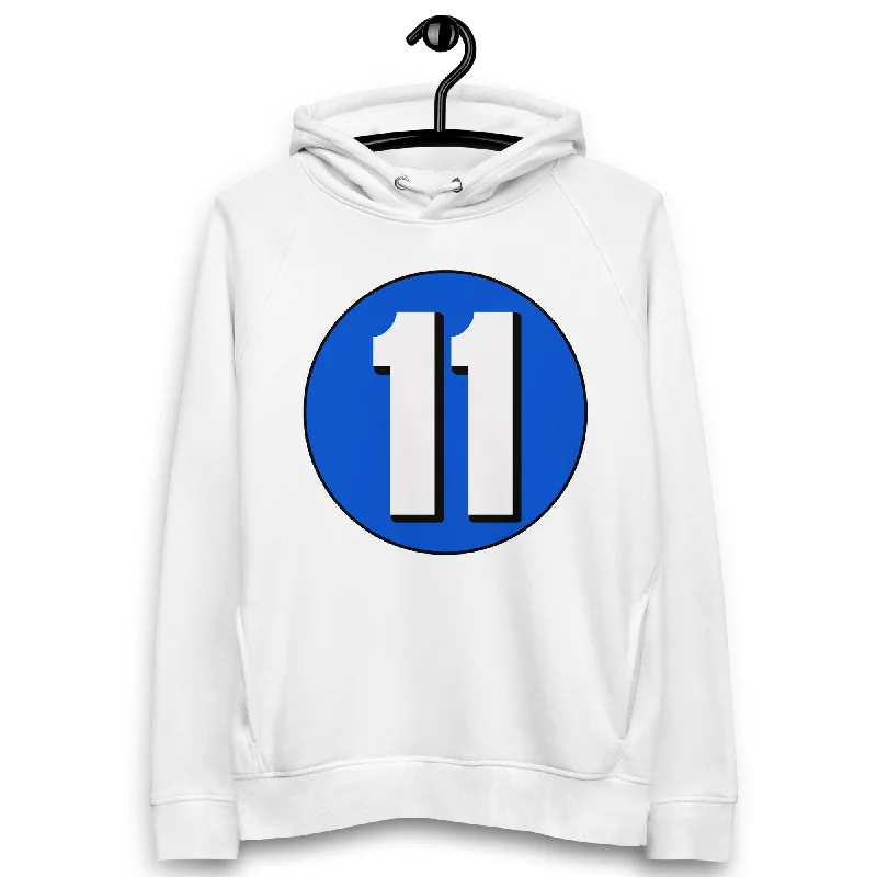 Unisex pullover hoodie: White on Periwinkle 11