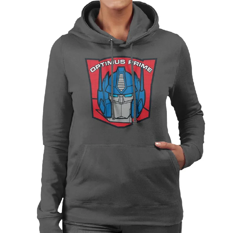 Transformers Optimus Prime Retro Red Badge Women's Hooded Sweatshirt