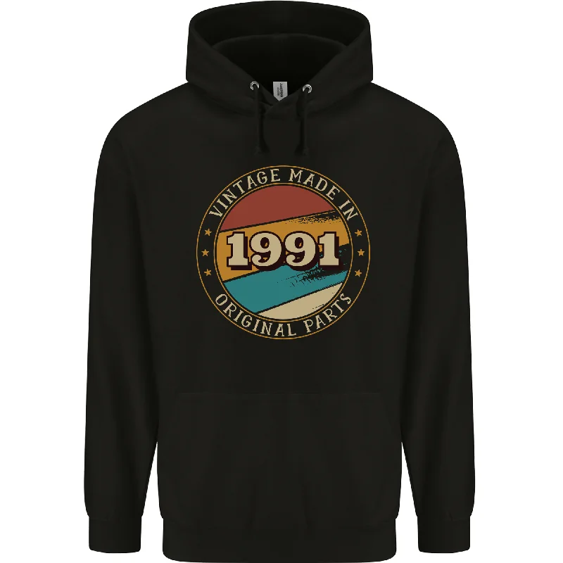 33rd Birthday  Vintage Made In 1991 Mens 80% Cotton Hoodie