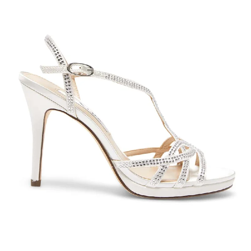 Raia Heel in White Satin