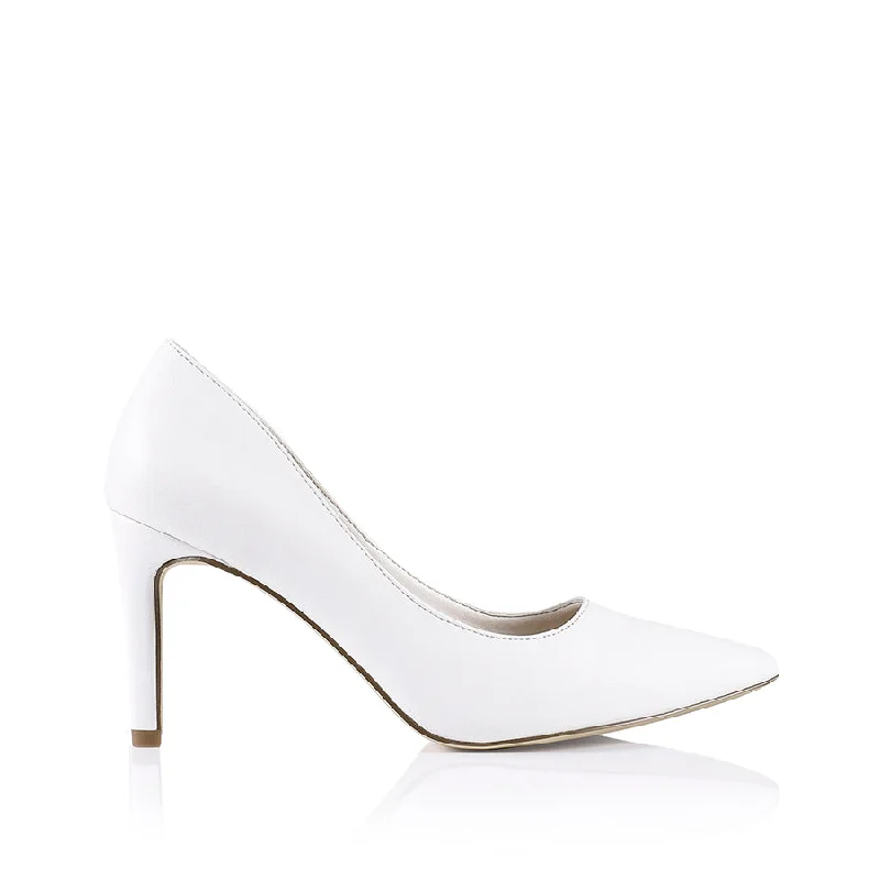 Wish Court Heel Pumps - White Smooth