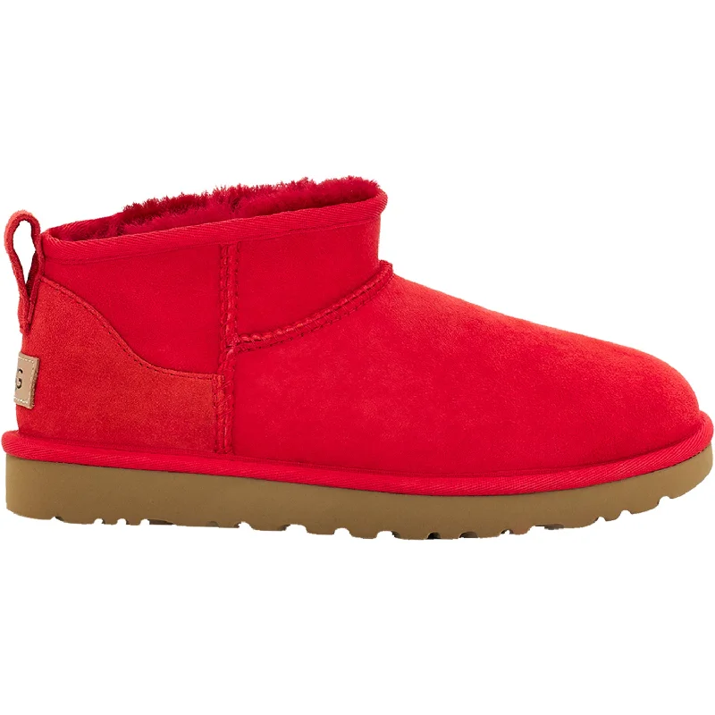 Women's UGG Classic Ultra Mini Ribbon Red Sheepskin