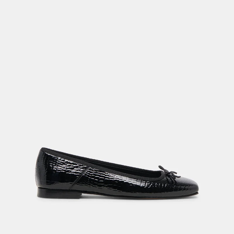 ANISA BALLET FLATS NOIR EMBOSSED LEATHER