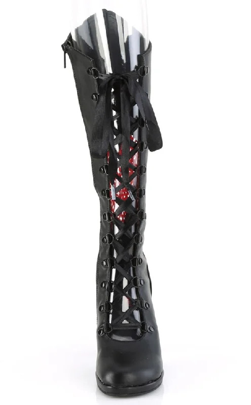 GLAM-243 Black Heart Knee High Boots