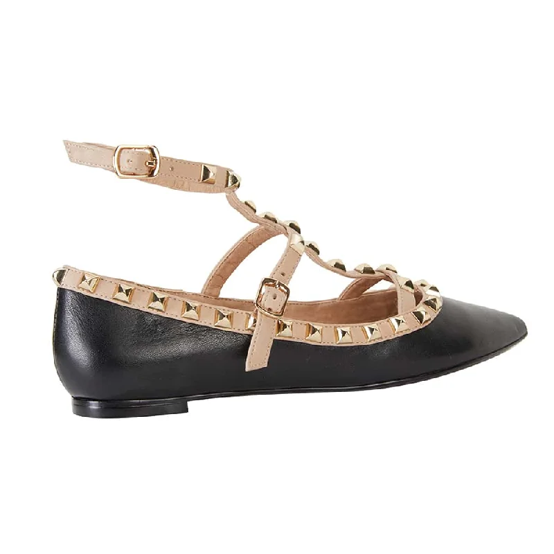 Inez Flat in Black Leather