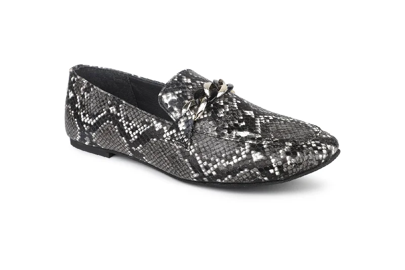 Women Black Animal Print Loafers