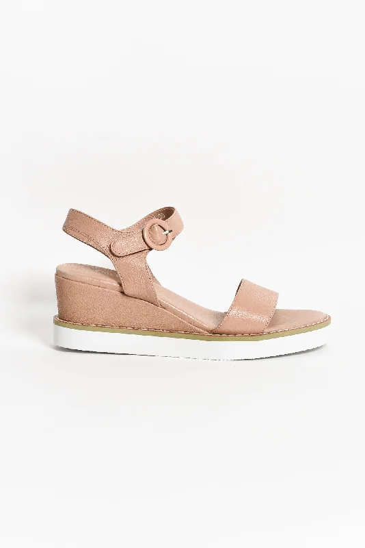 Mariah Dusty Pink Leather Wedge