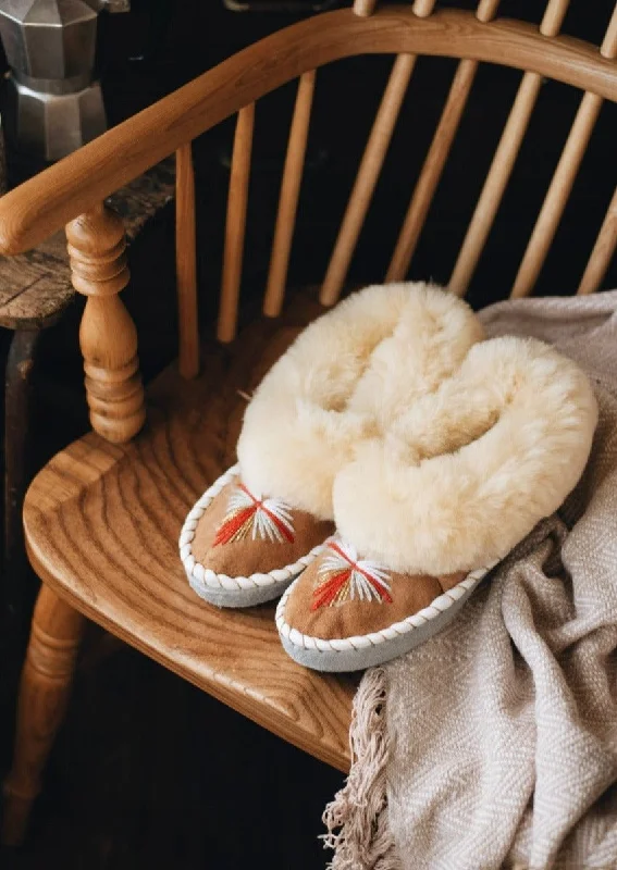 Butterfly Yellow Sheepskin Slippers