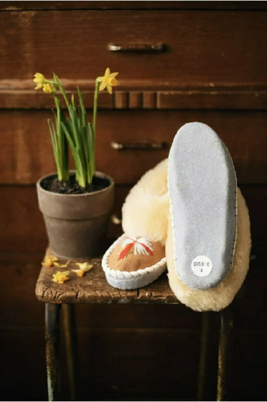 Butterfly Yellow Sheepskin Slippers