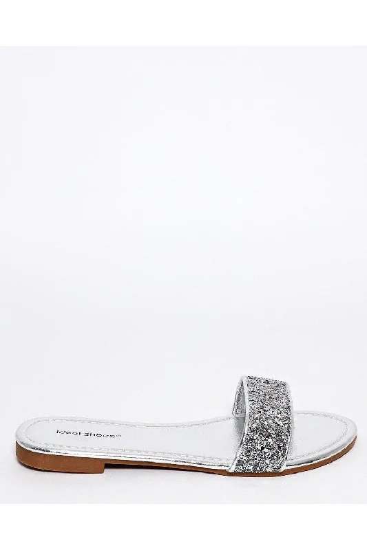 Silver Glitter Post Toe Sandals