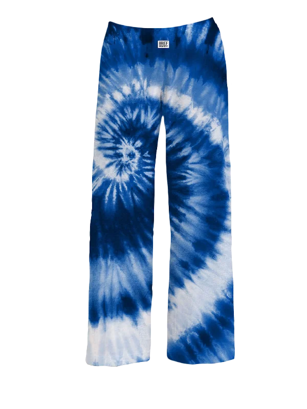 Blue and White Tie-Dye Lounge Pants: Medium