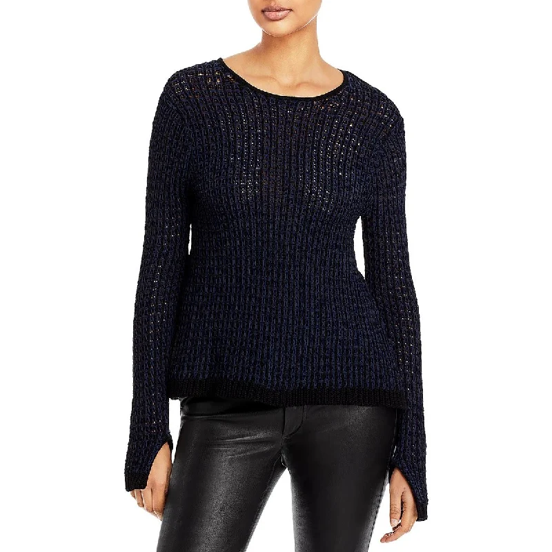 3.1 Phillip Lim Womens Woven HiiLow Crewneck Sweater Classic sweaters