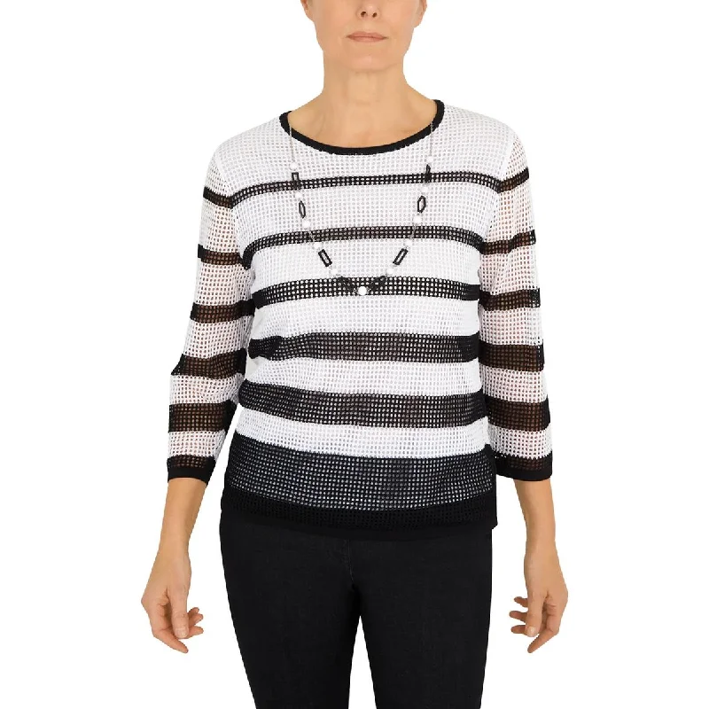 Alfred Dunner Womens Striped  Pullover Sweater High-end sweaters