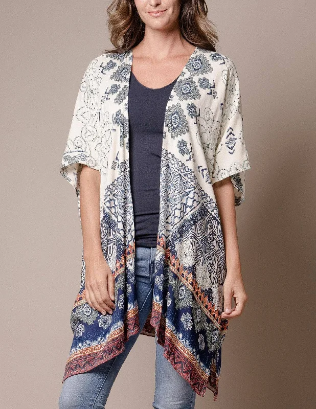 Berkley Border Print Kimono Formal sweaters