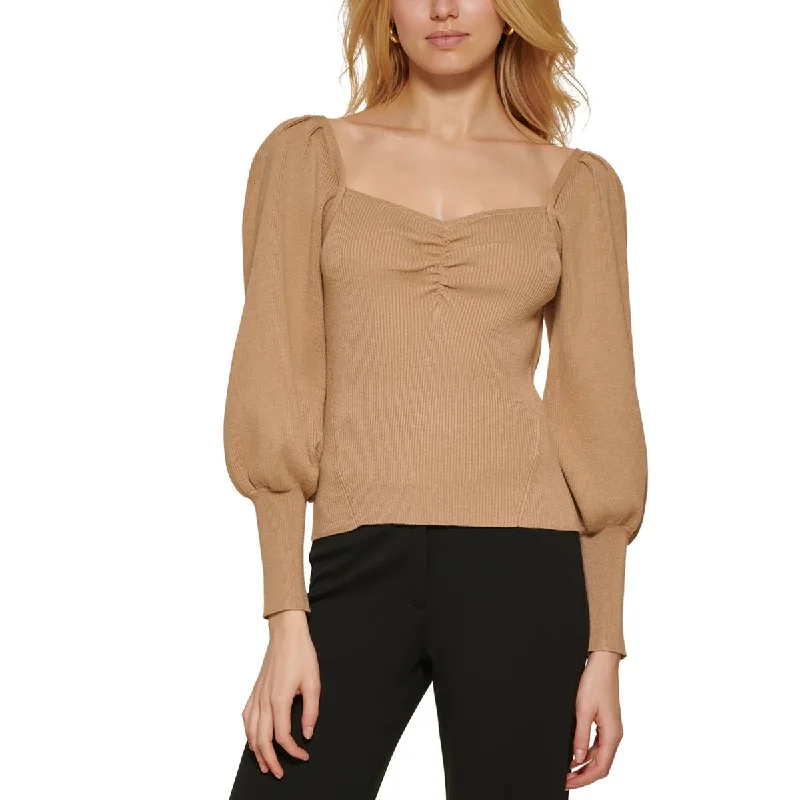 DKNY Womens   Ribbed Sweetheart Neck Pullover Sweater Luxury sweaters