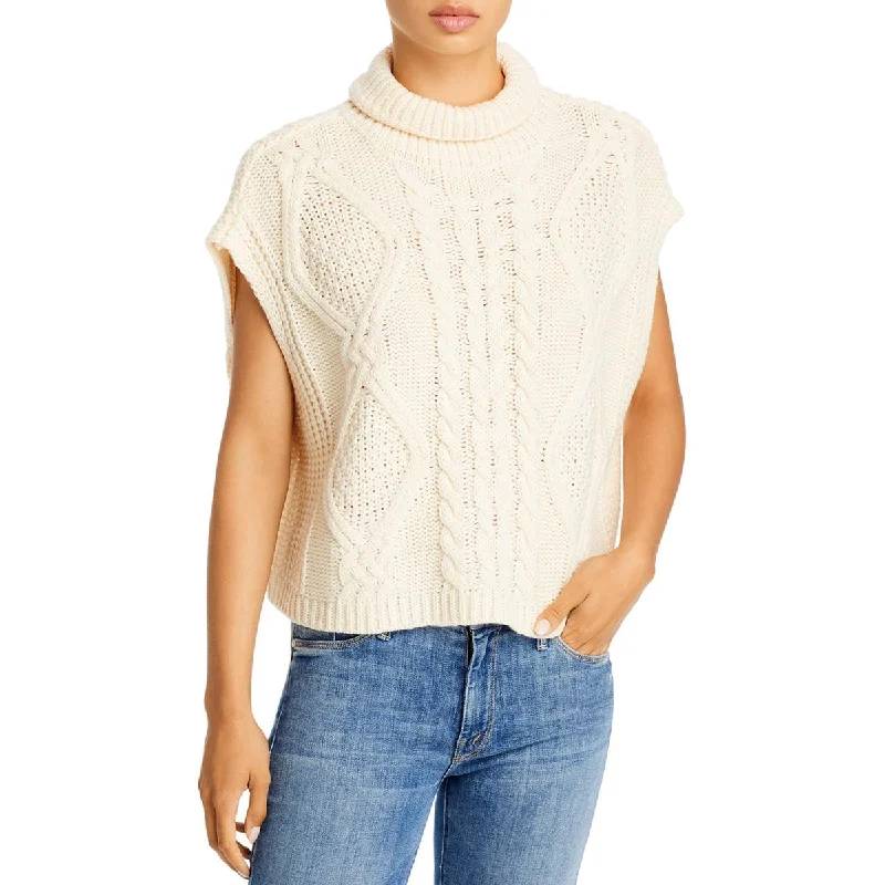 Fore Womens Cable Knit Sleeveless Turtleneck Sweater Boho-style sweaters