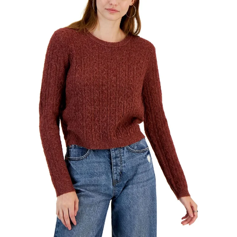 Hippie Rose Womens Juniors Crewneck Cable Knit Pullover Sweater Must-have sweaters for this season