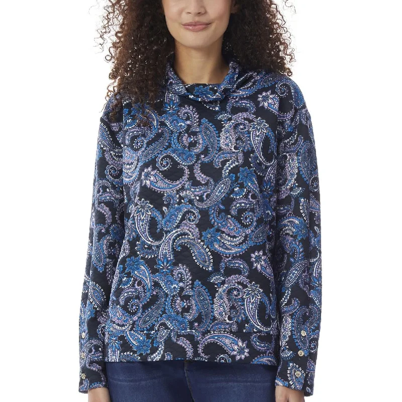 Jones New York Womens Dakota Quilted Printed Pullover Sweater Acrylic sweaters