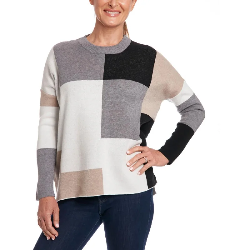 Joseph A. Womens Colorblock Crewneck Sweater