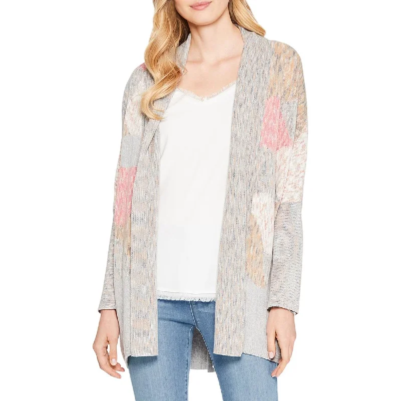 Nic + Zoe Womens Around the Bend Printed Open Front Cardigan Sweater Zip-up sweaters