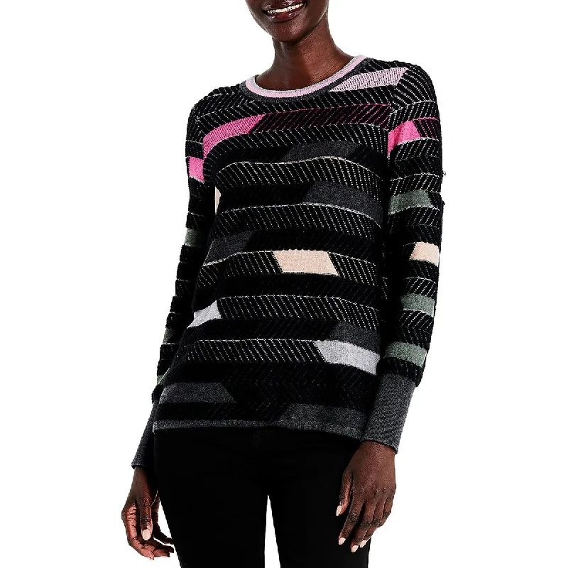 Nic + Zoe Womens Knit Striped Crewneck Sweater Nike sweaters