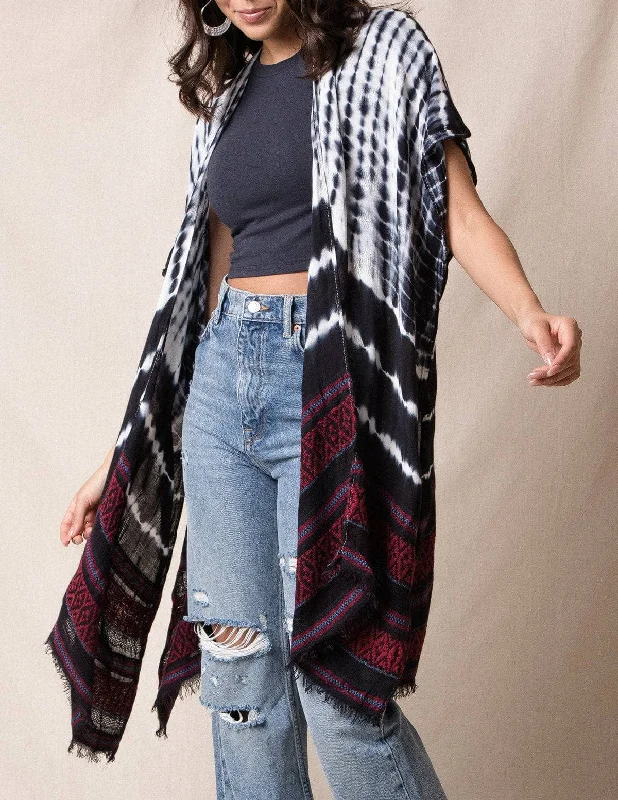 Tie-Dye Kimono Wrap - Black