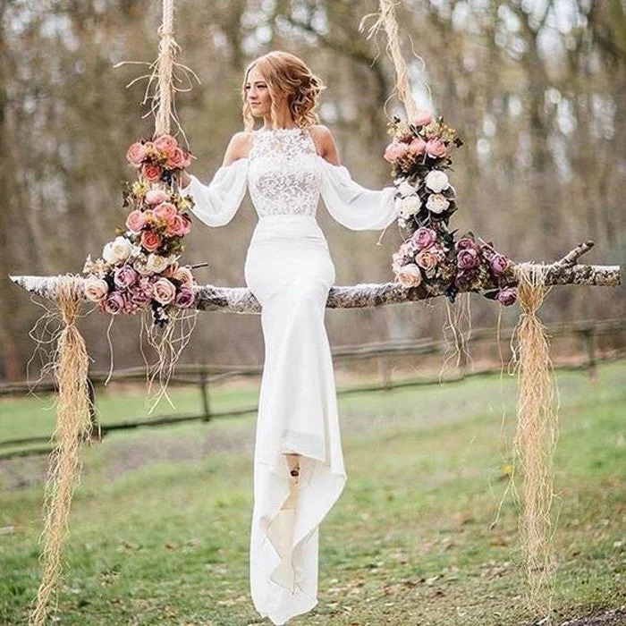 Affordable Unique Design Lace Top Long Sleeves Mermaid Long Wedding Dress, BG51581 Beautiful Bridal Gown