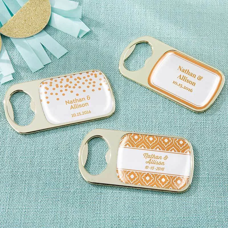 Personalized Gold Bottle Opener - Copper Foil(24 Pcs) Glitter Wedding Dress