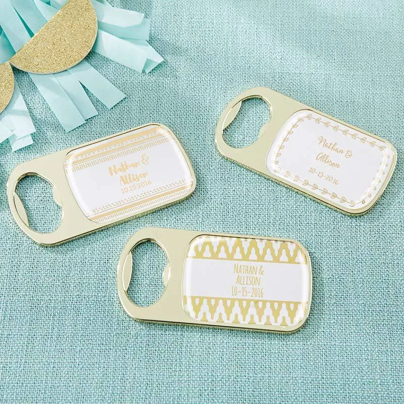 Personalized Gold Bottle Opener - Gold Foil(24 Pcs) Simple Wedding Gown