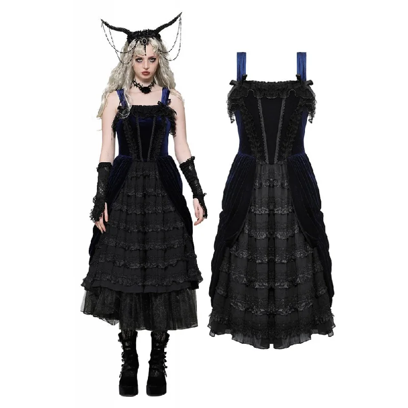 Women's Gothic Lolita Ruffled Lace Slip Dress Wedding Dress Tiered Wedding Dress