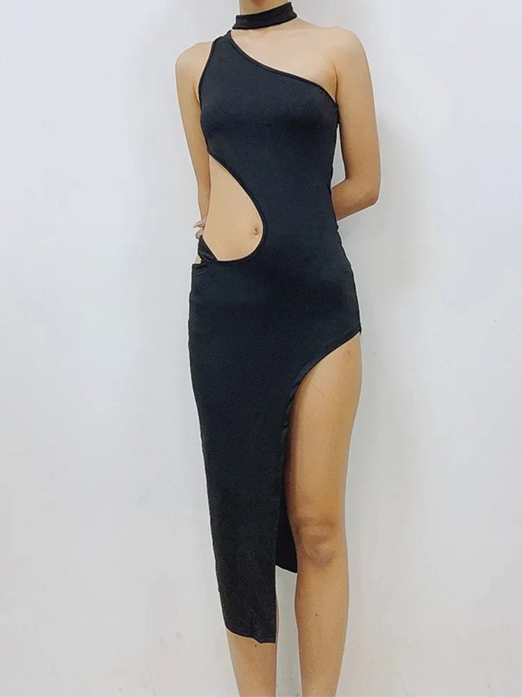 Sexy Elegant Sleeveless Cut Out Irregular High Split Club Female Midi Dresses PrettyLittleThing midi dresses