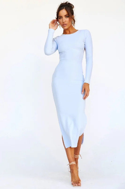 Blessed Midi Dress - Steel Blue Fashion Nova midi dresses