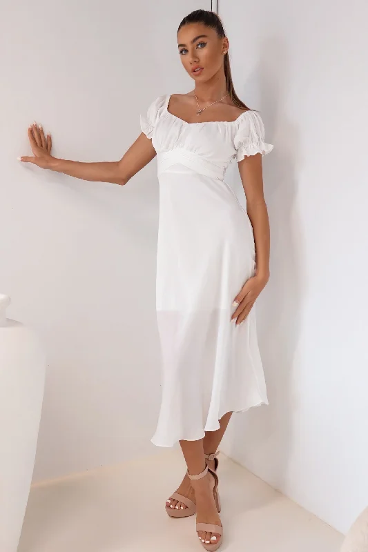 Claudia Midi Dress - White Denim midi dresses