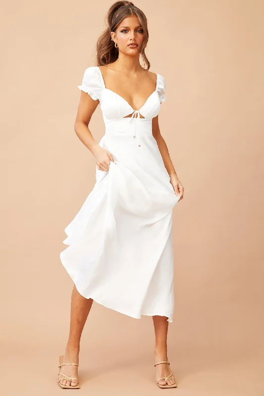 Jasmine Midi Dress - White Fall midi dresses