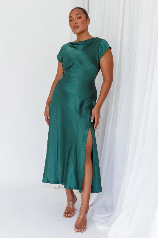 Lucinda Twist Back Midi Dress Jade Silk midi dresses