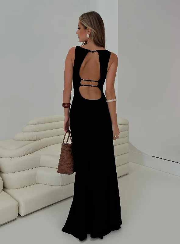 Ace Of Hearts Backless Maxi Dress Black Wrap maxi dresses