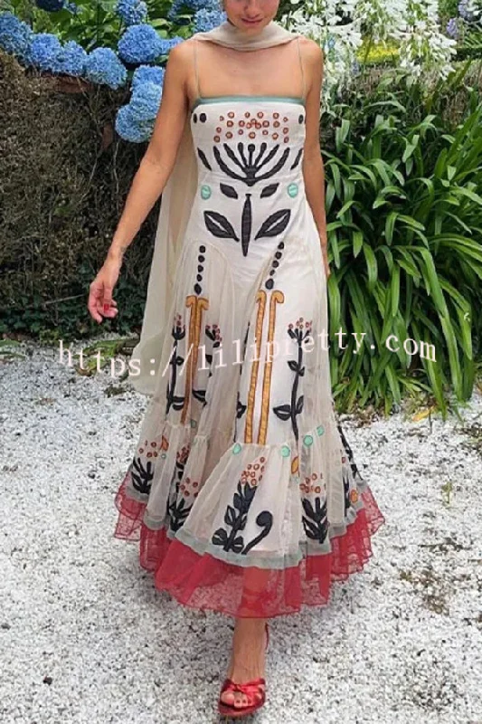 Botanical Print Chiffon Sling Backless Resort Maxi Dress Casual maxi dresses