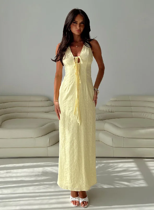 Chantilly Maxi Dress Lemon Winter maxi dresses