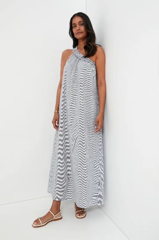 Dark Navy Stripe Donatella Maxi Vacation maxi dresses