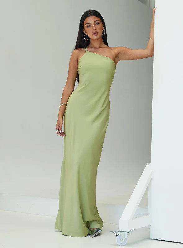 Nehemiah One Shoulder Maxi Dress Chartreuse Flowy maxi dresses