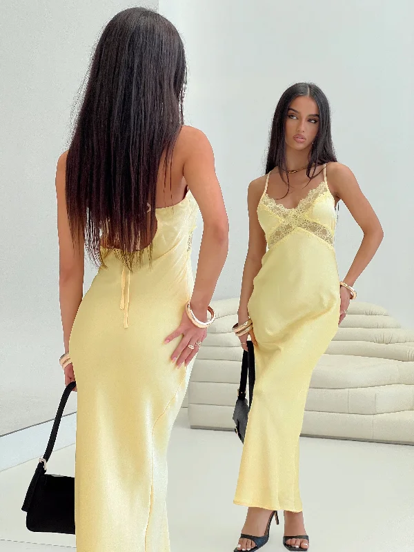 Treasure Bias Cut Maxi Dress Lemon Prom maxi dresses