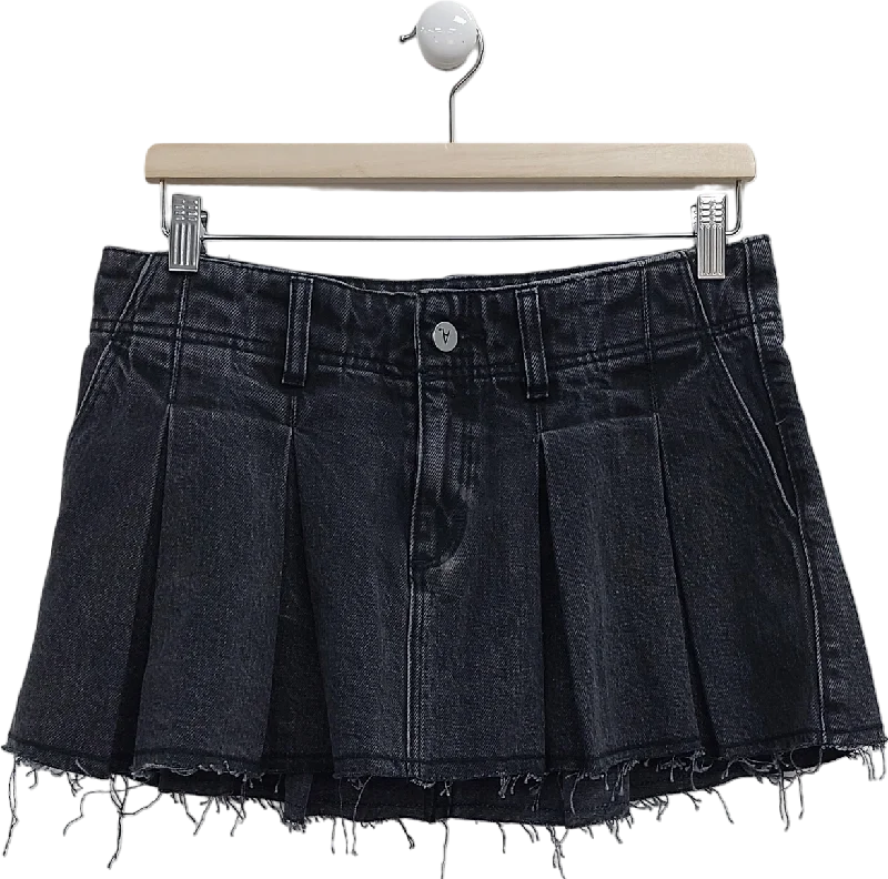 Abrand Jeans Black Pleated Mini Skirt UK M Leather Mini Skirt