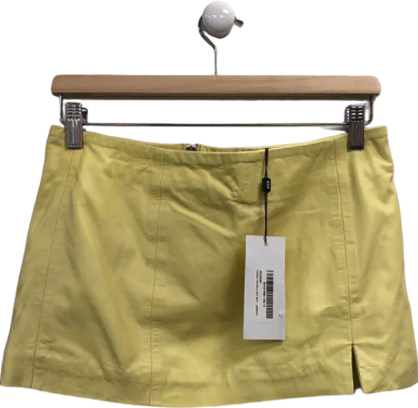 Karen Millen Yellow Leather Micro Mini Skirt UK 6 Long-sleeve Mini Skirt