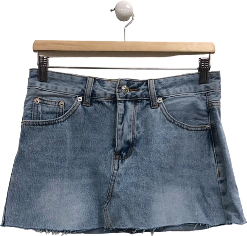 White Fox Blue Denim Mini Skirt UK S Soft Denim Skirt