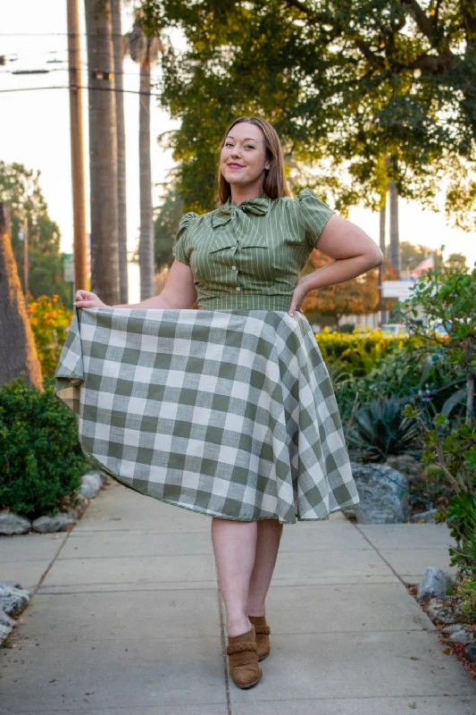 Haute Circle Skirt - Big Gingham, Sage Y2K unclassified skirts