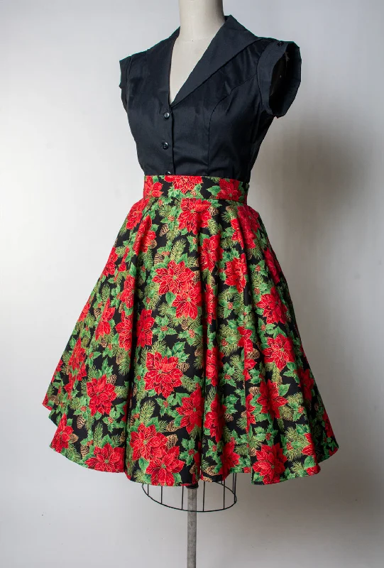 Haute Circle Skirt - Poinsettias Earthy tone unclassified skirts