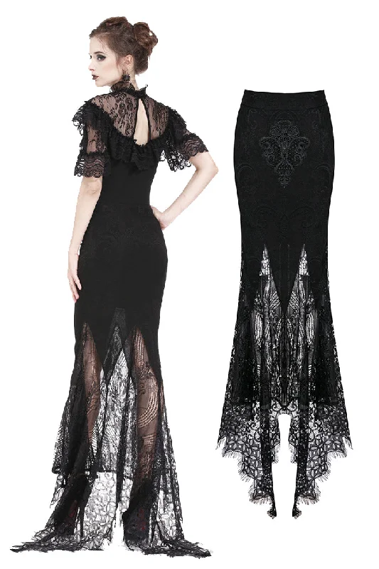 Gothic lace patterned swallow tail skirt with wrap up buttocks designs KW127 Mermaid unclassified skirts