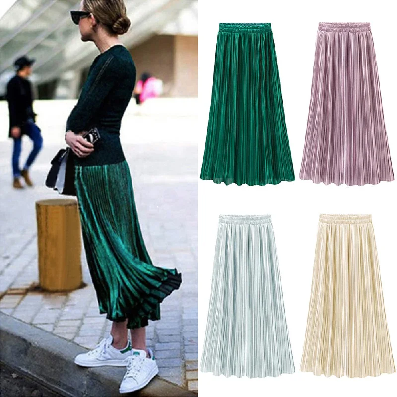 #35 summer skirt winter Vintage Casual High Waist Long Solid Fashion Daily Pleated Skirt japanese streetwear steampunk skirt Maxi Skirt Style