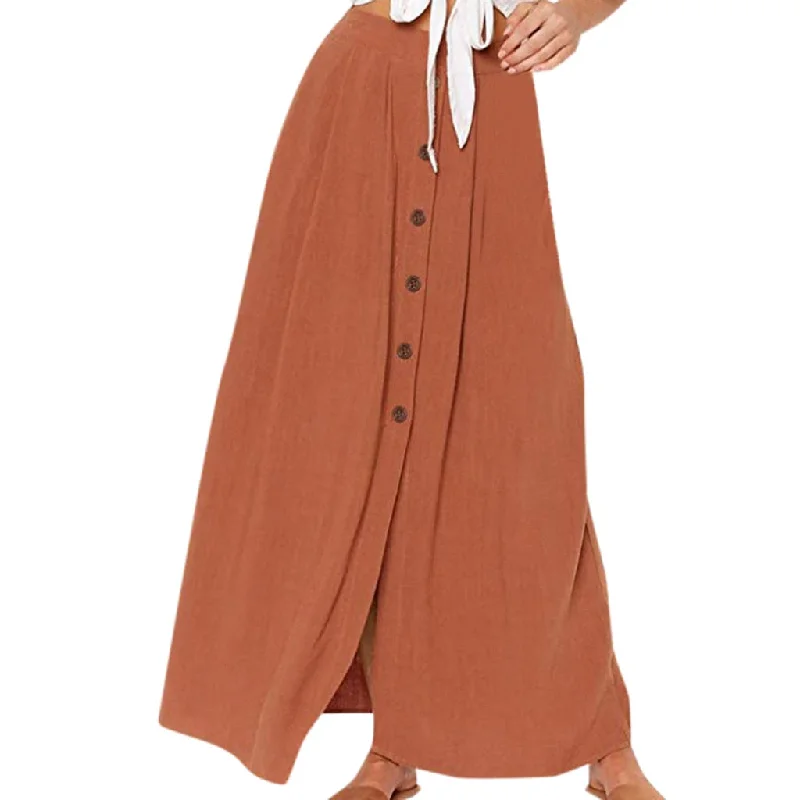 Autumn Skirts 2020 Women Fashion Summer Casual Solid Button Fork Opening Hollowing Out Split Daily Long Skirt jupe femme 41 Midi Maxi Skirt