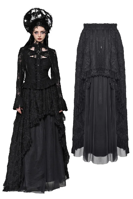 Gothic lace mesh reversible long maxi skirt KW369 High-Waisted Maxi Skirt